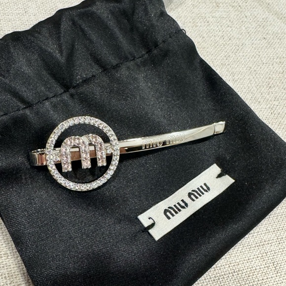 Miu Miu M Logo Crystal Hair Pin Clip - Picture 1 of 5